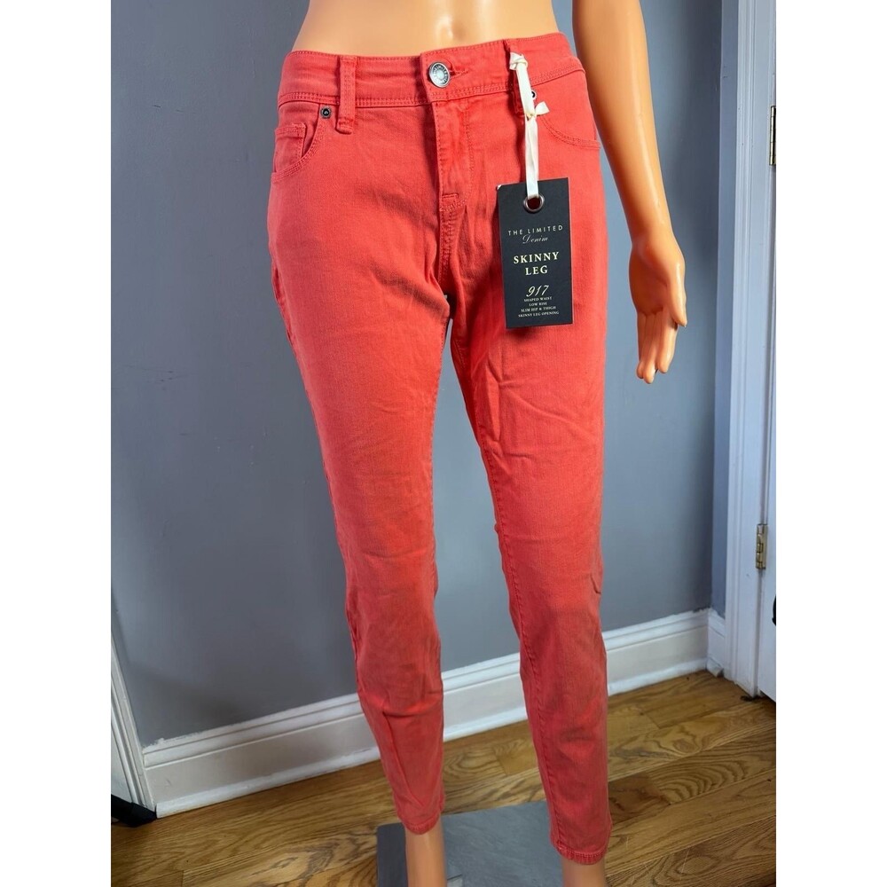 The Limited Denim 917 Skinny Leg Pants Size 4 Regular Bright Red Orange NWT.